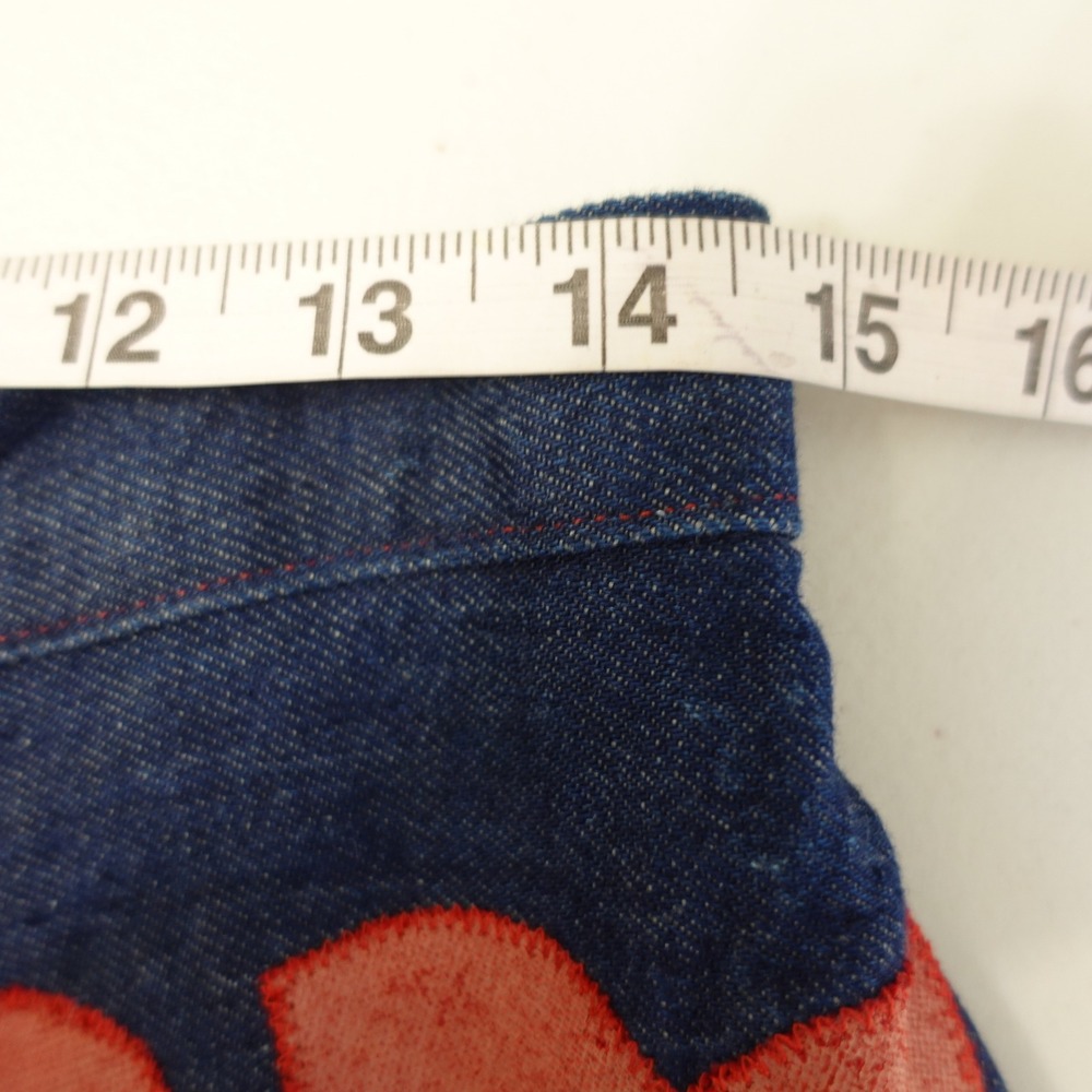 Vintage Handmade Denim Midi Skirt Abstract Floral Applique Retro 80s Western 8 - Picture 5 of 9